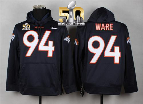 Denver Broncos #94 DeMarcus Ware Blue Super Bowl 50 Pullover NFL Hoodie